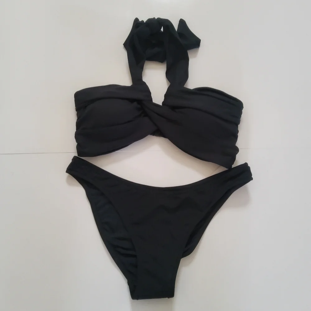 Sexy Seafolly Black Twist Bandeau Bikini